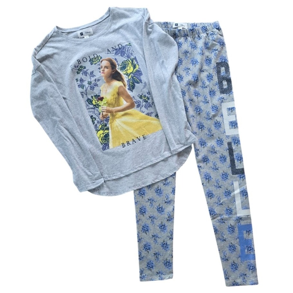 GAP Disney Belle Beauty and the Beast Outfit Kids XL 12 Gray Floral Princess NWT